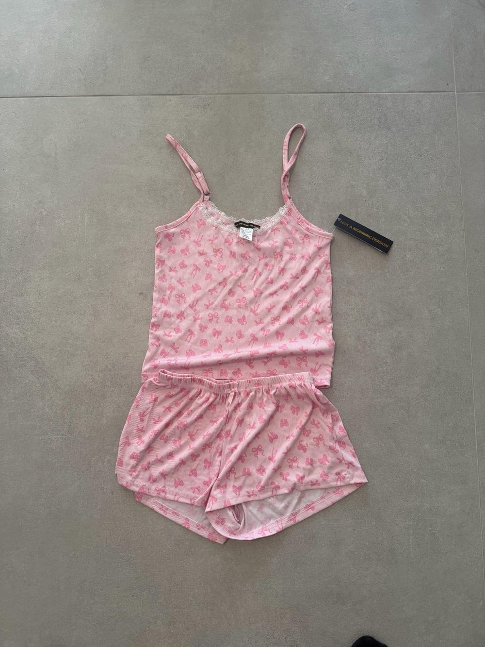 Women’s Pink Bow-Print Cami & Short Sleep Set